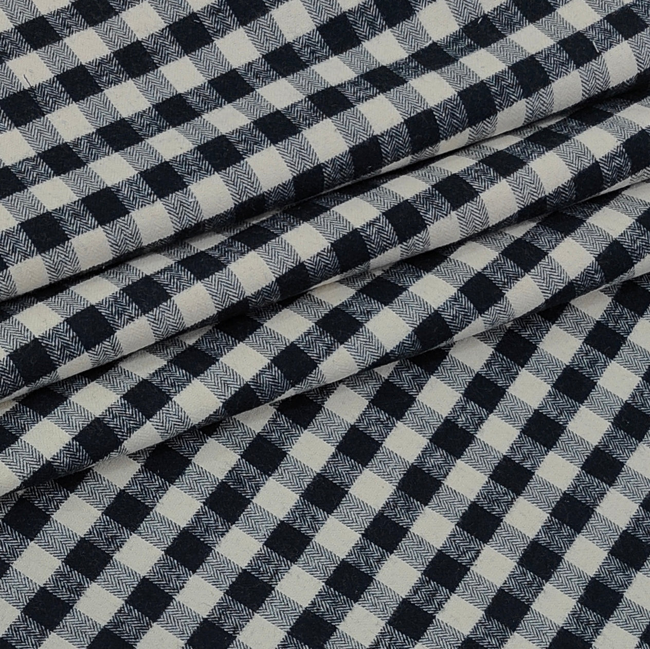 Warm Shirt Fabric Raymond Windowpane Check Colour Black N Off White